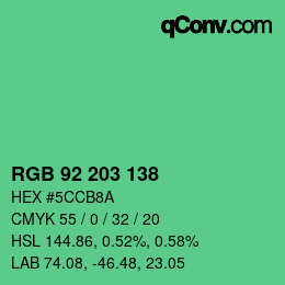 Color code: RGB 92 203 138 | qconv.com