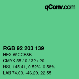 Color code: RGB 92 203 139 | qconv.com