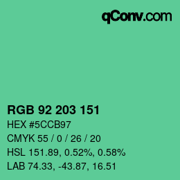 Color code: RGB 92 203 151 | qconv.com