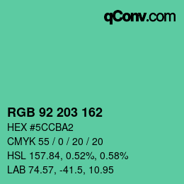 Color code: RGB 92 203 162 | qconv.com