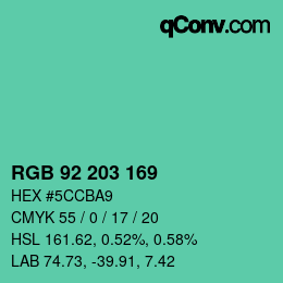 Color code: RGB 92 203 169 | qconv.com