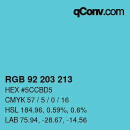カラーコード: RGB 92 203 213 | qconv.com