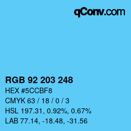 Color code: RGB 92 203 248 | qconv.com