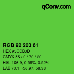 Color code: RGB 92 203 61 | qconv.com