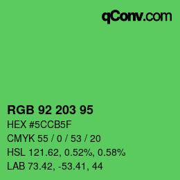 カラーコード: RGB 92 203 95 | qconv.com