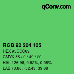 颜色代码: RGB 92 204 105 | qconv.com