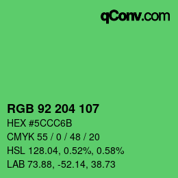 颜色代码: RGB 92 204 107 | qconv.com