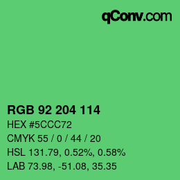 颜色代码: RGB 92 204 114 | qconv.com