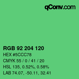 颜色代码: RGB 92 204 120 | qconv.com