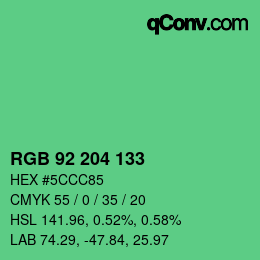 颜色代码: RGB 92 204 133 | qconv.com