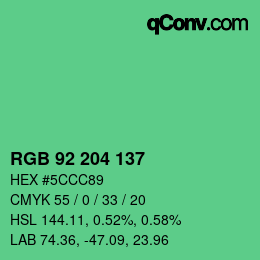 Color code: RGB 92 204 137 | qconv.com