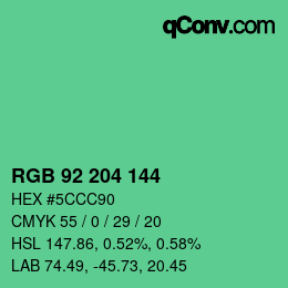 颜色代码: RGB 92 204 144 | qconv.com