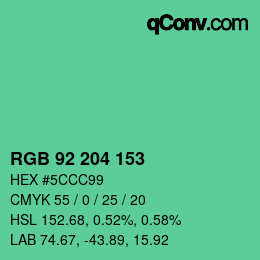 颜色代码: RGB 92 204 153 | qconv.com