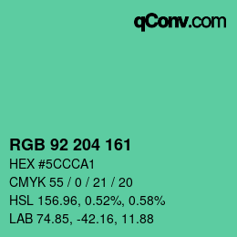颜色代码: RGB 92 204 161 | qconv.com
