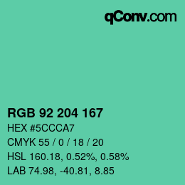 Color code: RGB 92 204 167 | qconv.com
