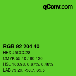 Color code: RGB 92 204 40 | qconv.com