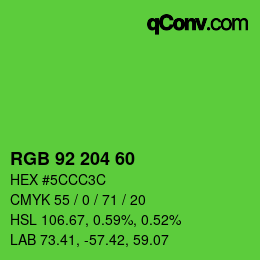 カラーコード: RGB 92 204 60 | qconv.com