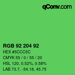 颜色代码: RGB 92 204 92 | qconv.com