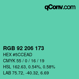 Farbcode: RGB 92 206 173 | qconv.com