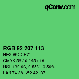 Color code: RGB 92 207 113 | qconv.com