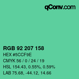 カラーコード: RGB 92 207 158 | qconv.com