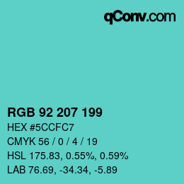 Color code: RGB 92 207 199 | qconv.com