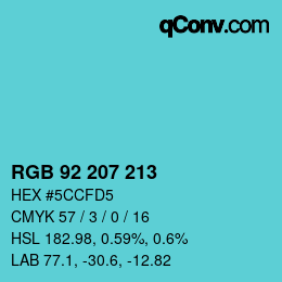 Color code: RGB 92 207 213 | qconv.com