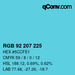 Color code: RGB 92 207 225 | qconv.com