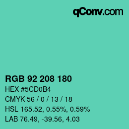 Color code: RGB 92 208 180 | qconv.com