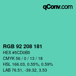 Color code: RGB 92 208 181 | qconv.com
