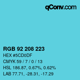 Color code: RGB 92 208 223 | qconv.com