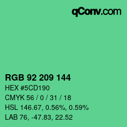 颜色代码: RGB 92 209 144 | qconv.com