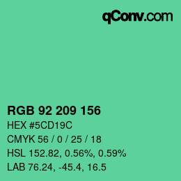 颜色代码: RGB 92 209 156 | qconv.com