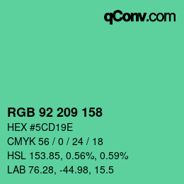 颜色代码: RGB 92 209 158 | qconv.com