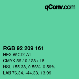 颜色代码: RGB 92 209 161 | qconv.com