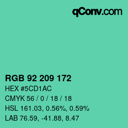 颜色代码: RGB 92 209 172 | qconv.com
