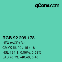 颜色代码: RGB 92 209 178 | qconv.com