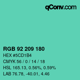 Color code: RGB 92 209 180 | qconv.com
