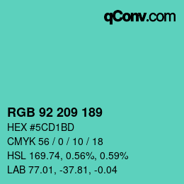 颜色代码: RGB 92 209 189 | qconv.com