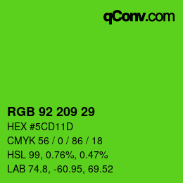 カラーコード: RGB 92 209 29 | qconv.com