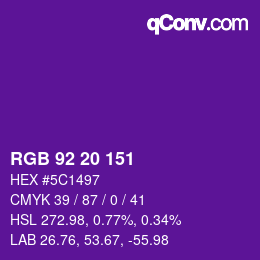 Color code: RGB 92 20 151 | qconv.com