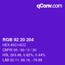 Color code: RGB 92 20 204 | qconv.com