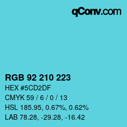 Color code: RGB 92 210 223 | qconv.com