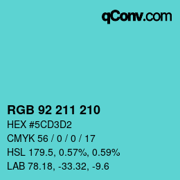 Color code: RGB 92 211 210 | qconv.com