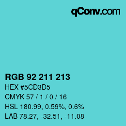 カラーコード: RGB 92 211 213 | qconv.com