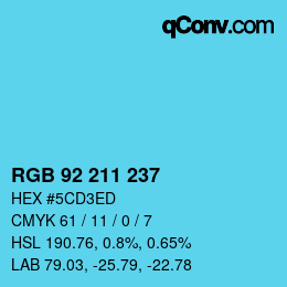 Color code: RGB 92 211 237 | qconv.com