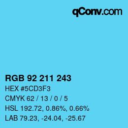 カラーコード: RGB 92 211 243 | qconv.com