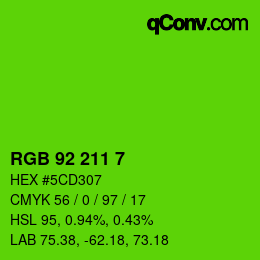 カラーコード: RGB 92 211 7 | qconv.com