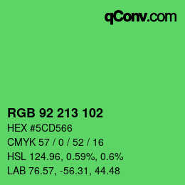 カラーコード: RGB 92 213 102 | qconv.com