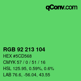 カラーコード: RGB 92 213 104 | qconv.com